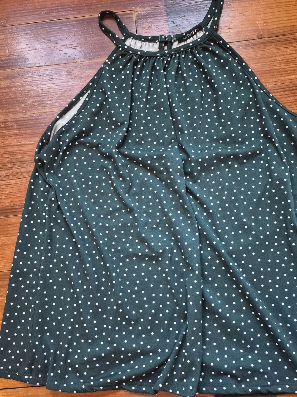 Papermoon Green White Polka Dot Halter Tank Top- XL